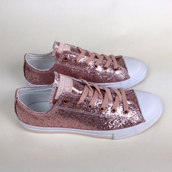 Converse Ctas Ox Blush Pink Sparkle Low Top - Picture 2 of 7